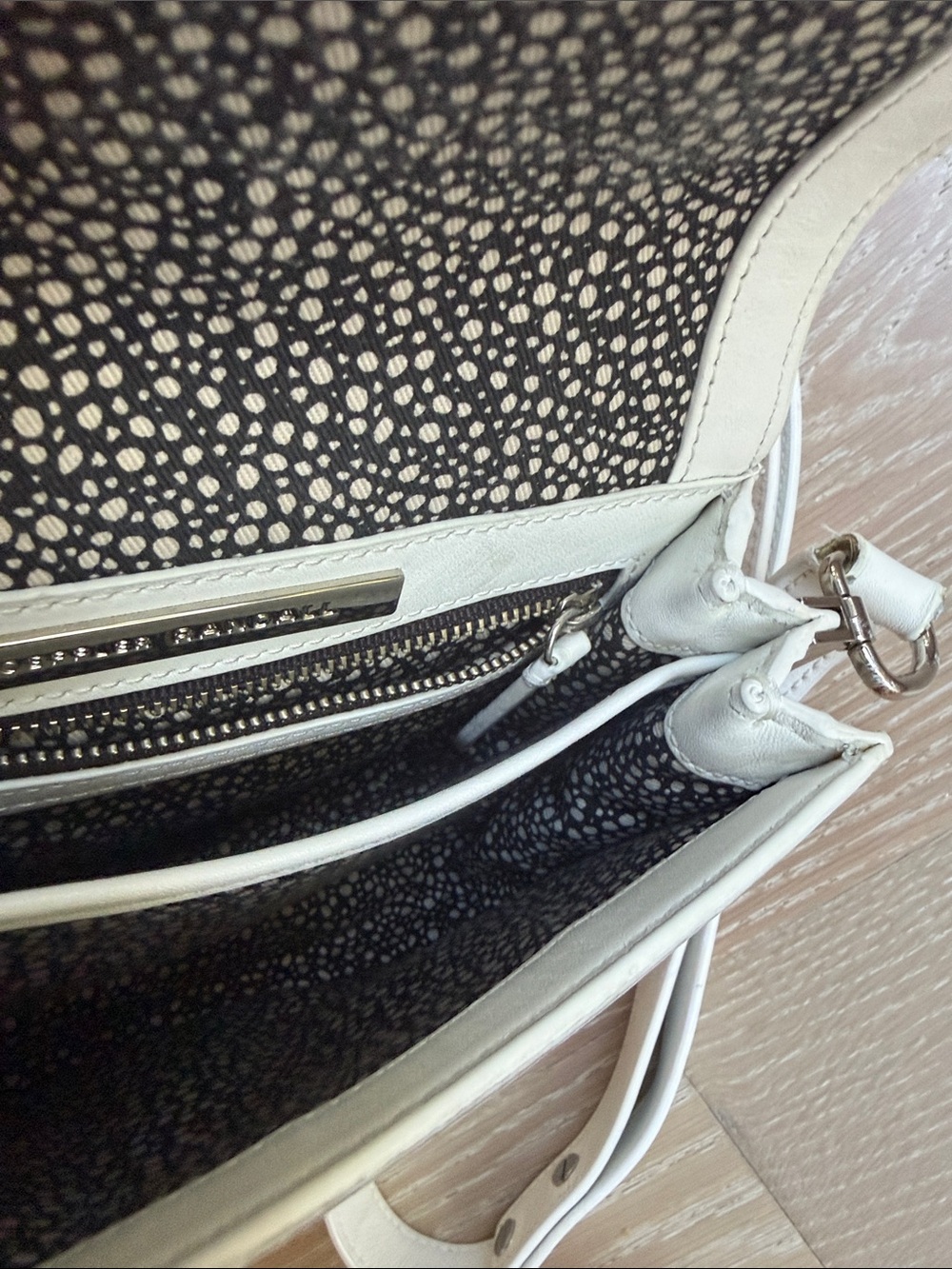 Loeffler Randall White Leather Crossbody Saddle Bag with Silver-Tone Hardware - Picture 9 of 13